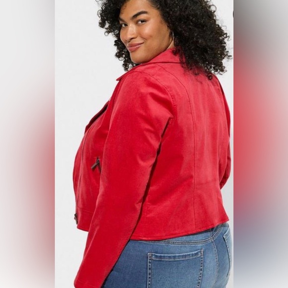 Torrid NWT Velveteen Jester Red Moto Jacket plus size 6x (30) - Picture 4 of 15